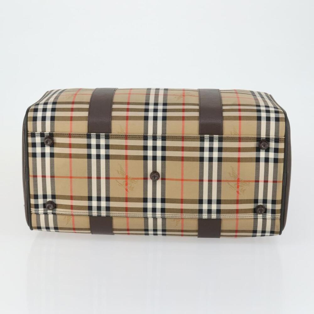 Burberrys Nova Check Boston Bag Canvas Beige Gold Auth 155598 - Picture 5 of 16